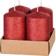 Küünal MagicHome Christmas, 4,8x8 cm, silindriline, pakk. 4 tk, punane, sädelusega, advend Küünal MagicHome Christmas, 4,8x8 cm, silindriline, pakk. 4 tk, punane, sädelusega, advend