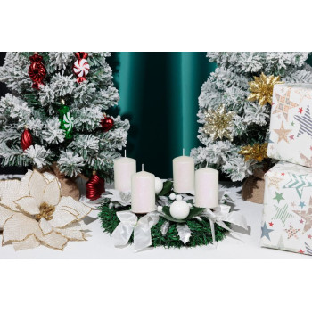 Küünal MagicHome Christmas, 4,8x8 cm, silindriline, pakk. 4 tk, valge, sädelusega, advend Küünal MagicHome Christmas, 4,8x8 cm, silindriline, pakk. 4 tk, valge, sädelusega, advend