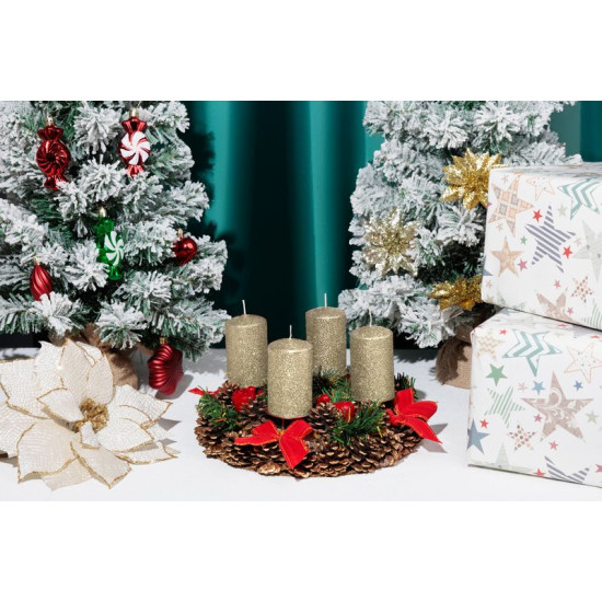 Küünal MagicHome Christmas, 4,8x8 cm, silindriline, pakk. 4 tk, šampanja, sädelusega, advend Küünal MagicHome Christmas, 4,8x8 cm, silindriline, pakk. 4 tk, šampanja, sädelusega, advend