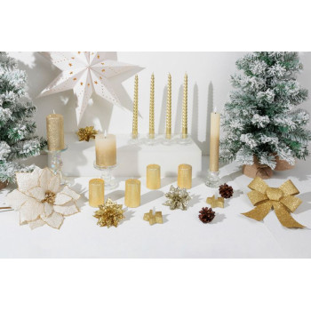 Küünal MagicHome Christmas, 4,8x8 cm, silindriline, pakk. 4 tk, kuldne, sädelusega, Advend Küünal MagicHome Christmas, 4,8x8 cm, silindriline, pakk. 4 tk, kuldne, sädelusega, Advend