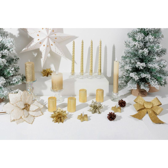 Küünal MagicHome Christmas, 4,8x8 cm, silindriline, pakk. 4 tk, kuldne, sädelusega, Advend Küünal MagicHome Christmas, 4,8x8 cm, silindriline, pakk. 4 tk, kuldne, sädelusega, Advend