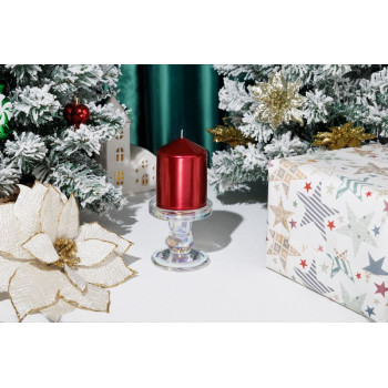 Küünal MagicHome Christmas, 7x10 cm, silindriline, punane, metallikefekt Küünal MagicHome Christmas, 7x10 cm, silindriline, punane, metallikefekt
