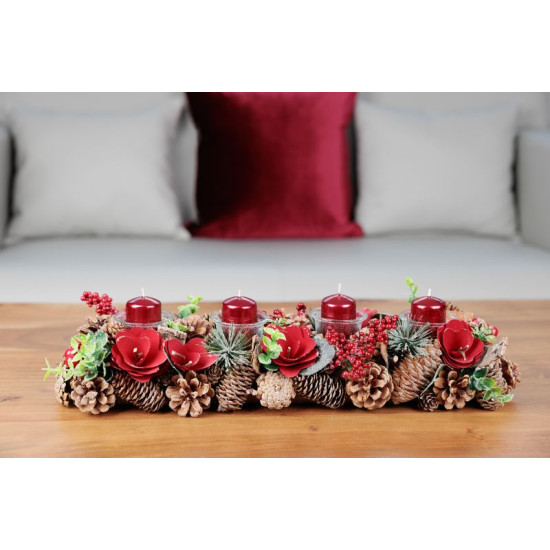 Küünal MagicHome Christmas, 4x6 cm, silindriline, pakk. 4 tk, punane, metalliline efekt, advent Küünal MagicHome Christmas, 4x6 cm, silindriline, pakk. 4 tk, punane, metalliline efekt, advent
