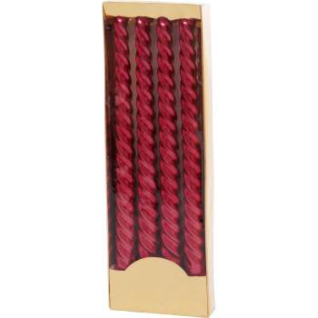 MagicHome Christmas candle, 25 cm, pack. 4 pcs., red, spiral, twisted