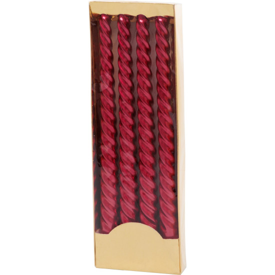 MagicHome Christmas candle, 25 cm, pack. 4 pcs., red, spiral, twisted