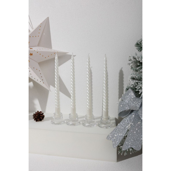 Küünal MagicHome Christmas, 25 cm, pakk. 4 tk, valge, spiraalne, kuiv