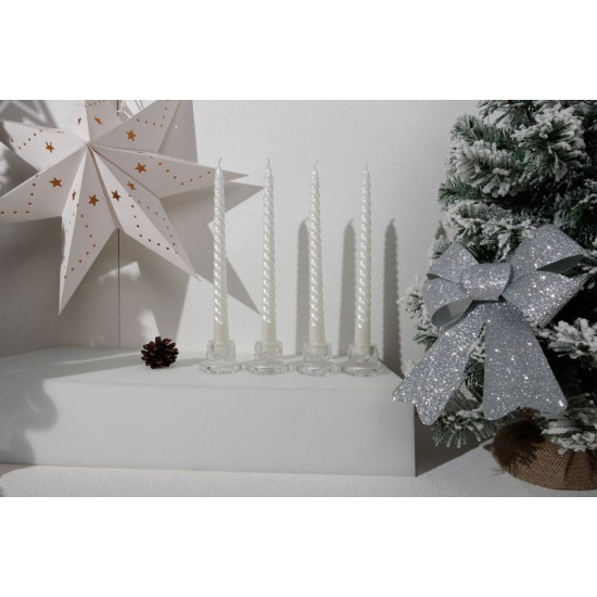 Küünal MagicHome Christmas, 25 cm, pakk. 4 tk, valge, spiraalne, kuiv