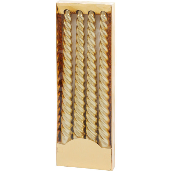 MagicHome Christmas candle, 25 cm, pack. 4 pcs., golden, spiral, twisted MagicHome Christmas candle, 25 cm, pack. 4 pcs., golden, spiral, twisted