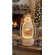 Lantern MagicHome Christmas Retro, LED, with Santa on a sleigh, with glitter, white, 3xAA, plastic, 13x11x24/35 cm