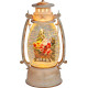 Lantern MagicHome Christmas Retro, LED, with Santa on a sleigh, with glitter, white, 3xAA, plastic, 13x11x24/35 cm
