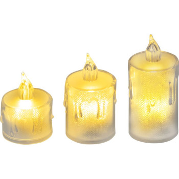 MagicHome jõuluküünal, 3 tk, LED soe valge, üksik valgusti, 3.7x5/6.5/8 cm