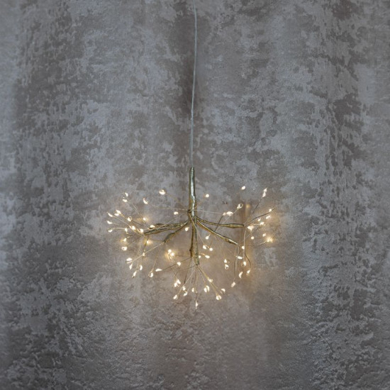 MagicHome Jõulukaunistused, Ilutulestik, 72 LED-i Soe Valge, Üksik Valgus, Pengant, Kuldne, 25 cm