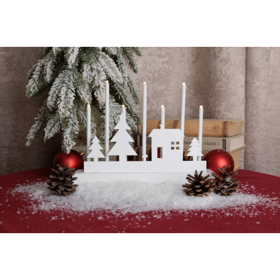 MagicHome Christmas candlestick, 8 LED warm white, 2xAA, MDF, interior, 24x5.5x18 cm MagicHome Christmas candlestick, 8 LED warm white, 2xAA, MDF, interior, 24x5.5x18 cm