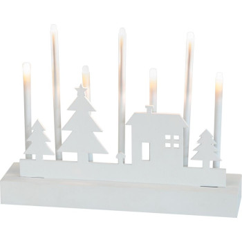 MagicHome jõuluküünlajalg, 8 LED-i soe valge, 2xAA, MDF, interjöör, 24x5.5x18 cm