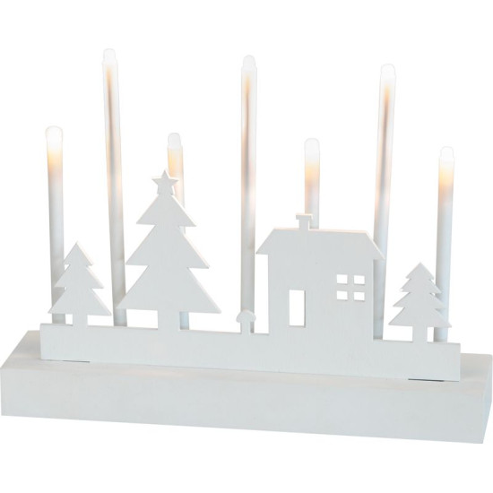 MagicHome Christmas candlestick, 8 LED warm white, 2xAA, MDF, interior, 24x5.5x18 cm MagicHome Christmas candlestick, 8 LED warm white, 2xAA, MDF, interior, 24x5.5x18 cm