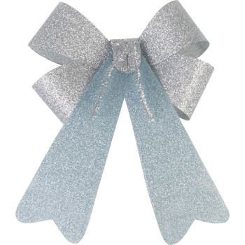 MagicHome Christmas decoration, bow, silver, 13x21 cm