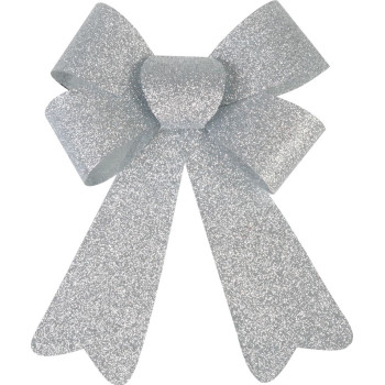 MagicHome Christmas decoration, bow, silver, 13x21 cm