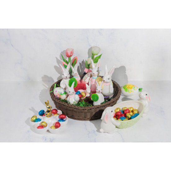 Magichome decoration, bunny with eggs on eggs, ceramics, 15x15x11,7 cm