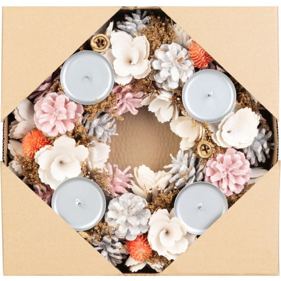 MagicHome Christmas wreath, Advent, pink-orange, 30 cm