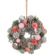 MagicHome Christmas wreath, hanging, pink-orange, 25 cm