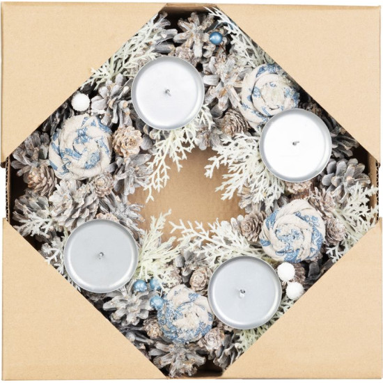 MagicHome Christmas wreath, Advent, blue and white, 30 cm