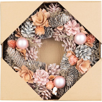 MagicHome Рождественский венок, подвесной, розово-оранжевый, 30 см