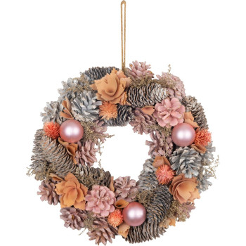 MagicHome Рождественский венок, подвесной, розово-оранжевый, 30 см