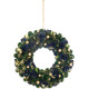 MagicHome Christmas wreath, hanging, green-blue-gold, 29 cm