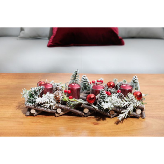 Ikebana MagicHome Рождество, Адвент, Натуральный, с деревьями, 36x13x12 см