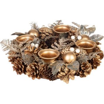 MagicHome Christmas Wreath, Advent, Gold, 30 cm