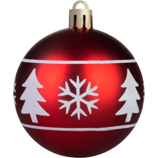 MagicHome jõulupallid, 12 tk, 6 cm, punased valge ornamendiga, jõulupuule