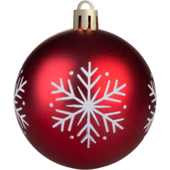 MagicHome jõulupallid, 12 tk, 6 cm, punased valge ornamendiga, jõulupuule