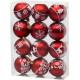 MagicHome jõulupallid, 12 tk, 6 cm, punased valge ornamendiga, jõulupuule