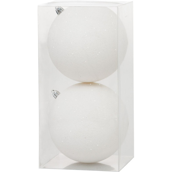 MagicHome jõulupallid, 2 tk, valged, jõulupuule, 12 cm