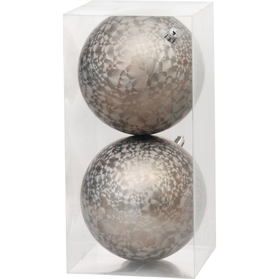 MagicHome Christmas Ball, 2 pcs, taupe, for Christmas tree, 12 cm
