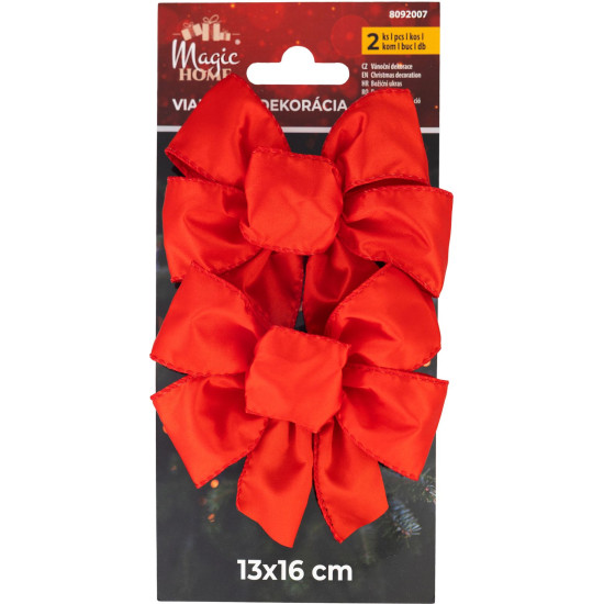 Decoration MagicHome Christmas, bow, red, ball. 2pcs, 13 x 16 cm