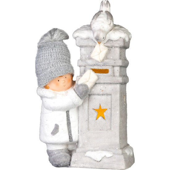 MagicHome Рождественское украшение, мальчик с почтовым ящиком, светодиод, 14,5x22,5x39 см