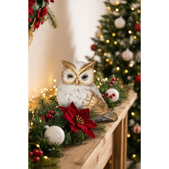 MagicHome Christmas Decoration, Owl, 7x9x9.5 cm