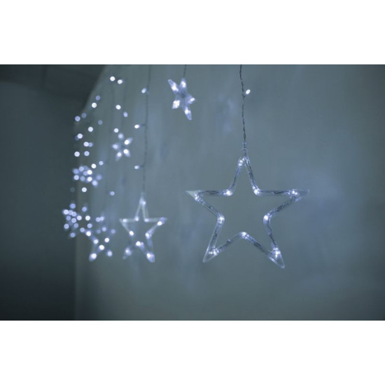 MagicHome Christmas Curtain Chain, 138x LED Cold White, with Stars, 230V, 8 Functions, Lighting, L-220x60/90 cm