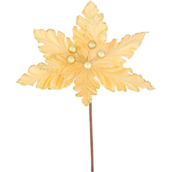 Цветок MagicHome Christmas, Poinsettia, золотистый, 30 см, размер цветка: 20,5 см