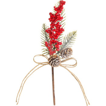MagicHome jõuluoks, marjadega, punane, 23 cm