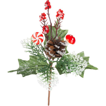 MagicHome jõuluoks, pulgakommi ja seentega, 19 cm