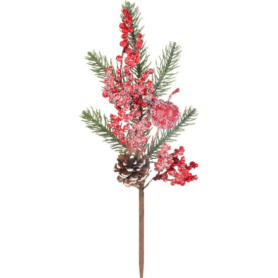 MagicHome jõuluoks, marjadega, punane, 33 cm