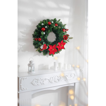 MagicHome Christmas Flower, Poinssetia, Red, 21 cm, Flower Size: 16.5 cm