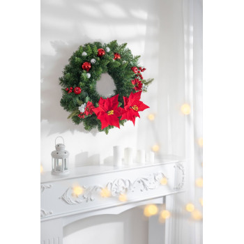 MagicHome Christmas Flower, Poinssetia, Red, 24 cm, Flower Size: 24 cm