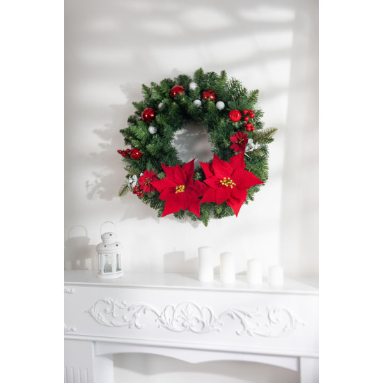 MagicHome Christmas Flower, Poinssetia, Red, 24 cm, Flower Size: 24 cm