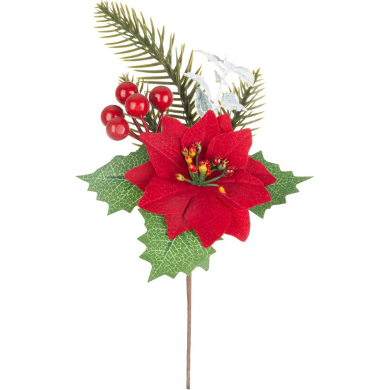 MagicHome jõuluoks, jõulutähe õiega, punane, 24 cm
