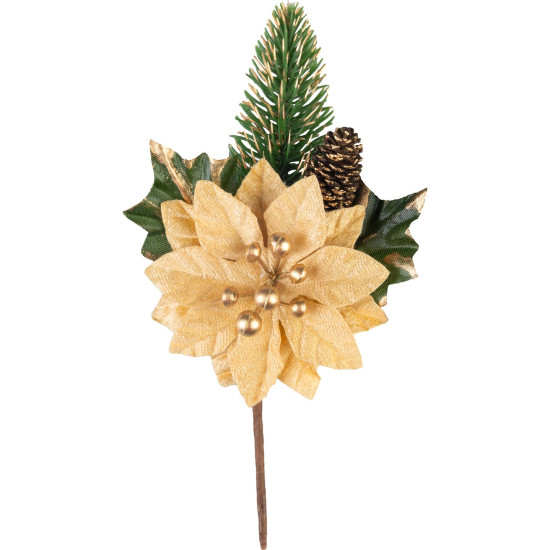 MagicHome jõuluoks, jõulutäheõiega, kuldne, 18 cm