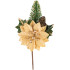 MagicHome Christmas twig, with poinsettia flower, gold, 18 cm