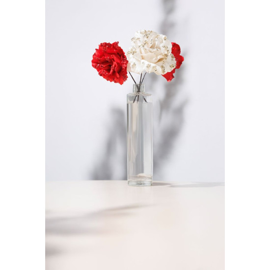 MagicHome Christmas Flower, Rose, Cream, 17 cm, Flower Size: 9 cm